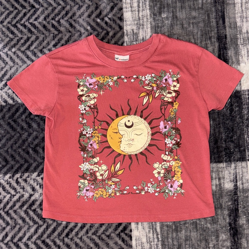 Self Esteem Coral Sun & Floral Graphic Tee